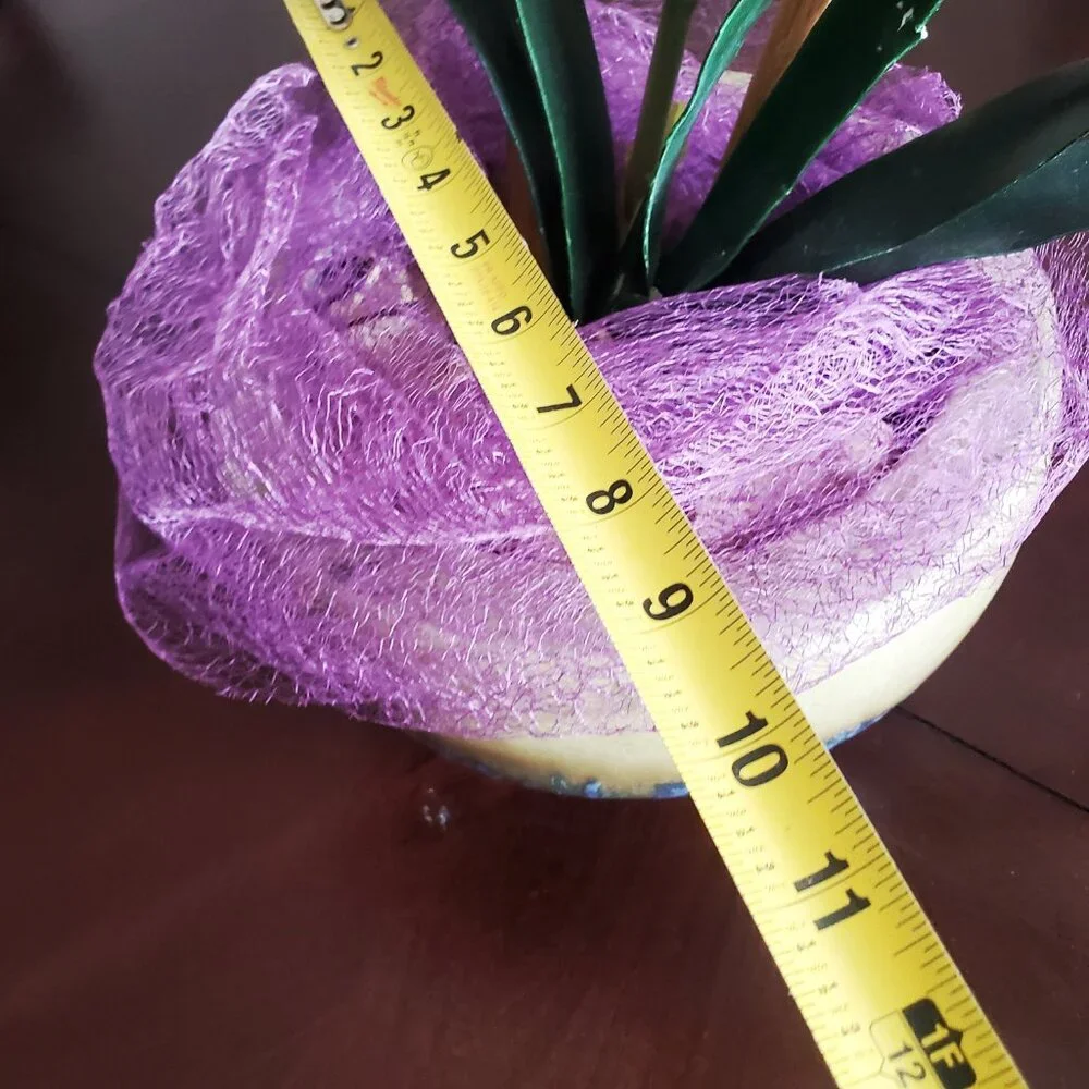 Faux Orquidea arrangement with Bamboo and Ceramic Vase